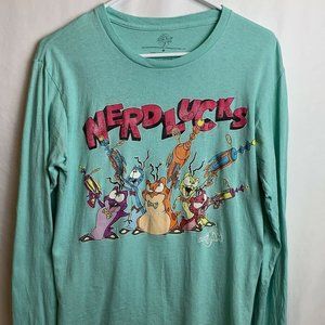 Looney Tunes Mens Blue Nerdlucks T Shirt Sz Small